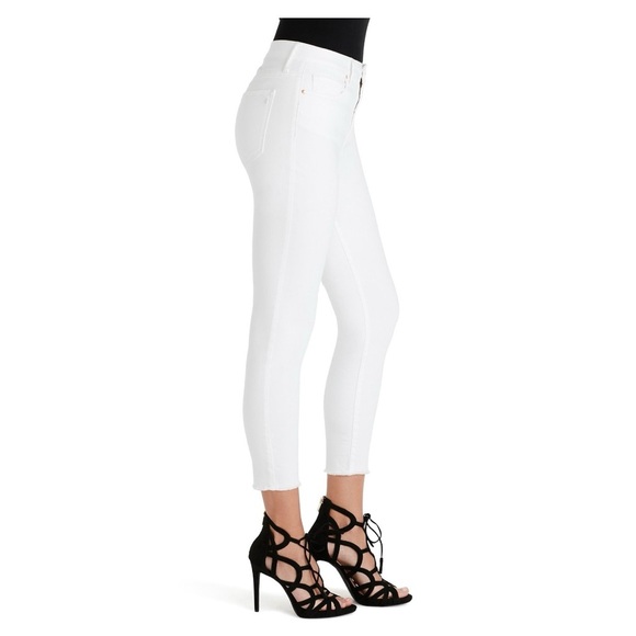 Adored High Rise Ankle Skinny Jeans in White Stretchy Raw Hem Size‎ 28 US 6 - Picture 3 of 13